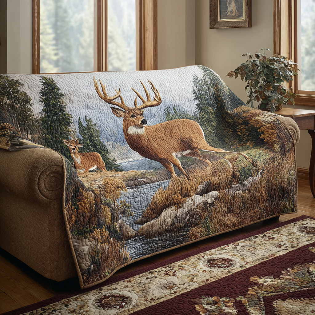 Quilted Sofa Cover with Deer NCU0VT336