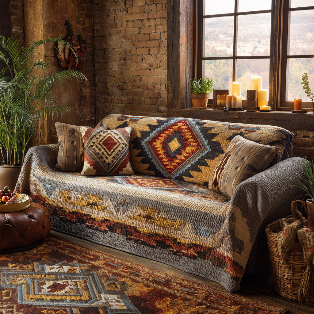 Quilted sofa cover with desert landscape NCU0DK10830