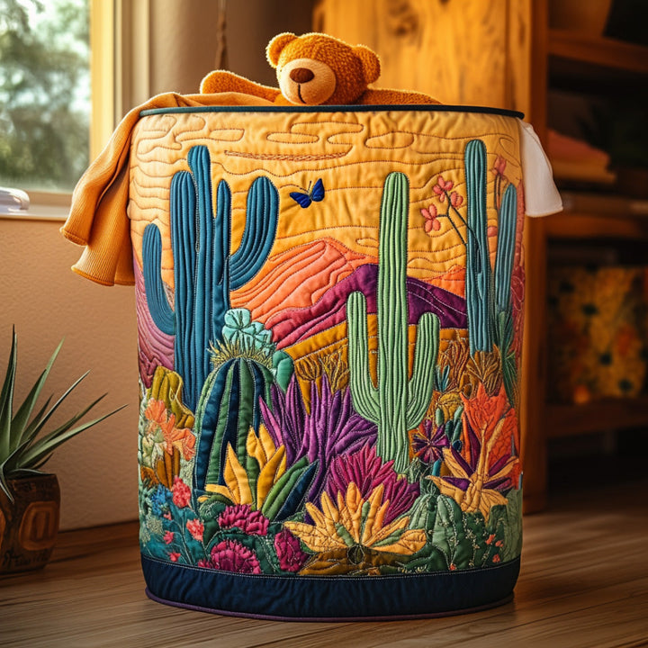 Quilted laundry basket with cactus NCU0DV687