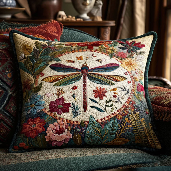 Quilted cushion cover with elegant dragonfly NCU0PT8212