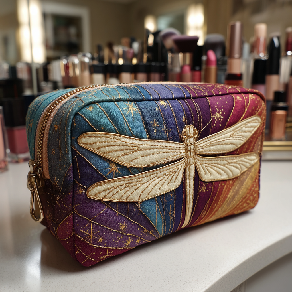 Quilted beauty case with dragonfly NCU0DK10232