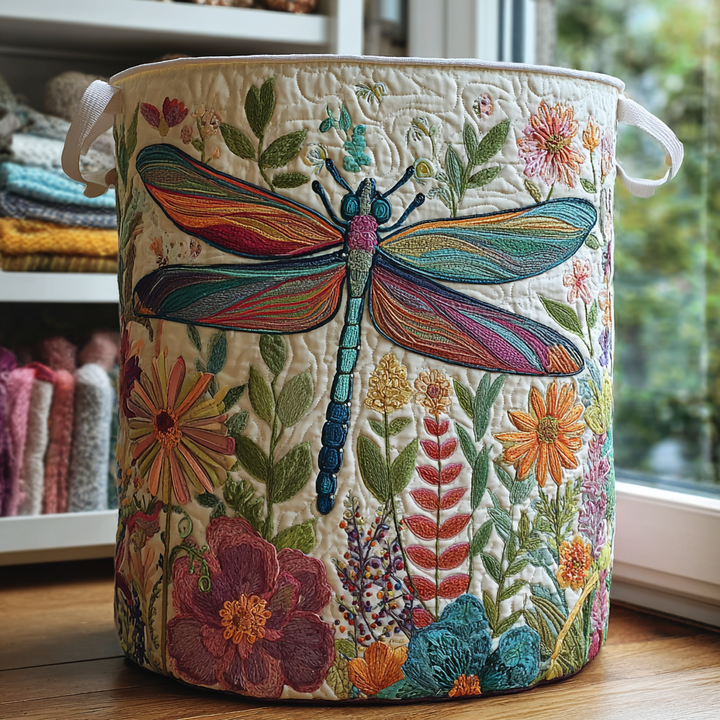 Quilted laundry basket with dragonflies NCU0DDK1148