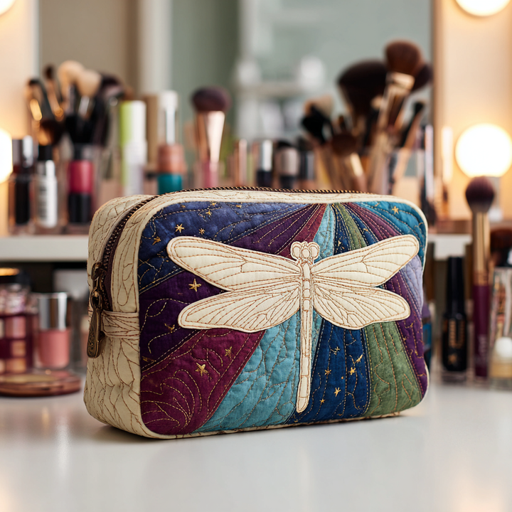 Quilted beauty case with dragonfly garden NCU0DK10226
