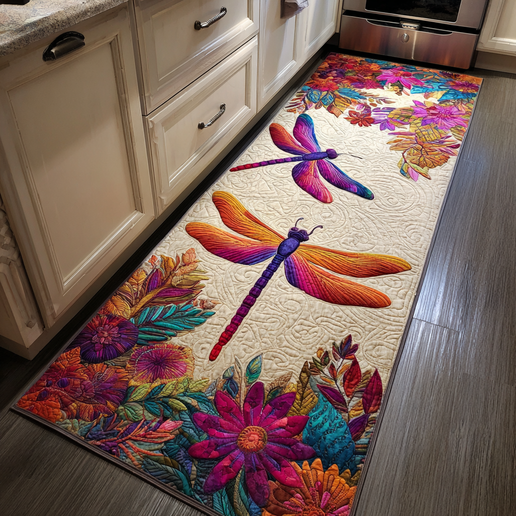 Non-slip kitchen rug with delicate dragonfly NCU0DK10928