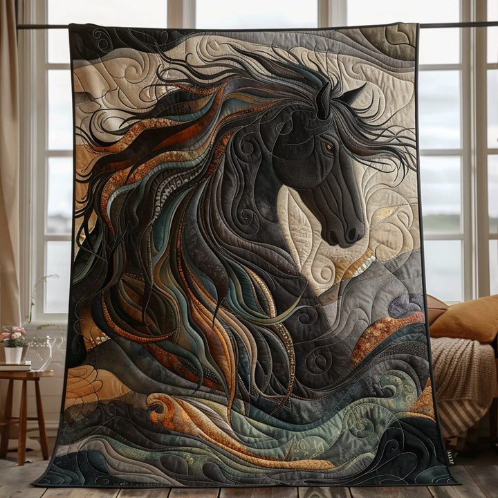 Quilted Blanket with Dynamic Horse Design NCU0PD178