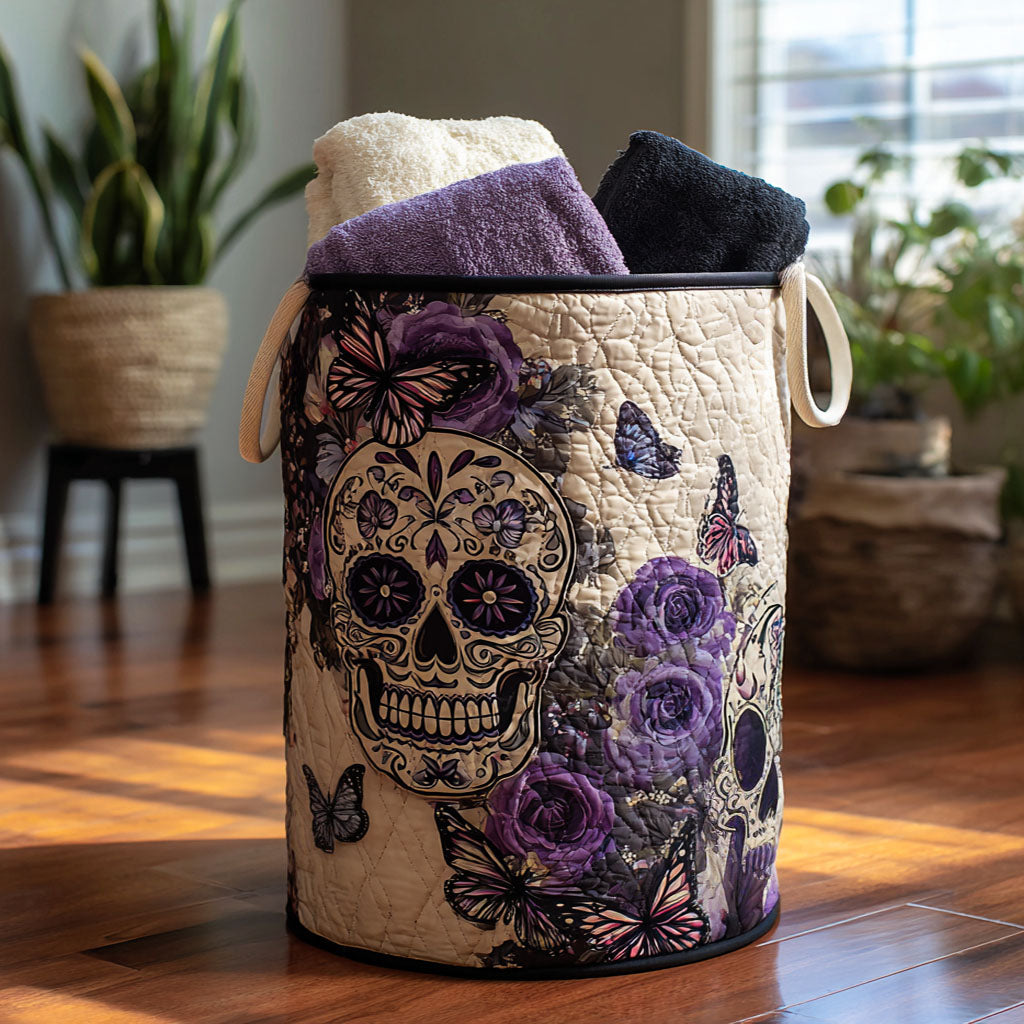 Quilted laundry basket with decorative bones NCU0PTT1058