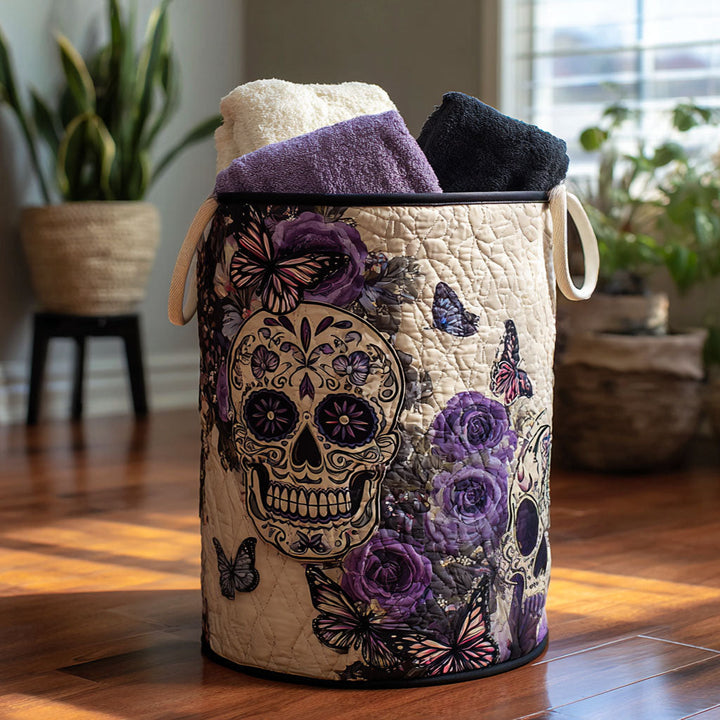 Quilted laundry basket with decorative bones NCU0PTT1058