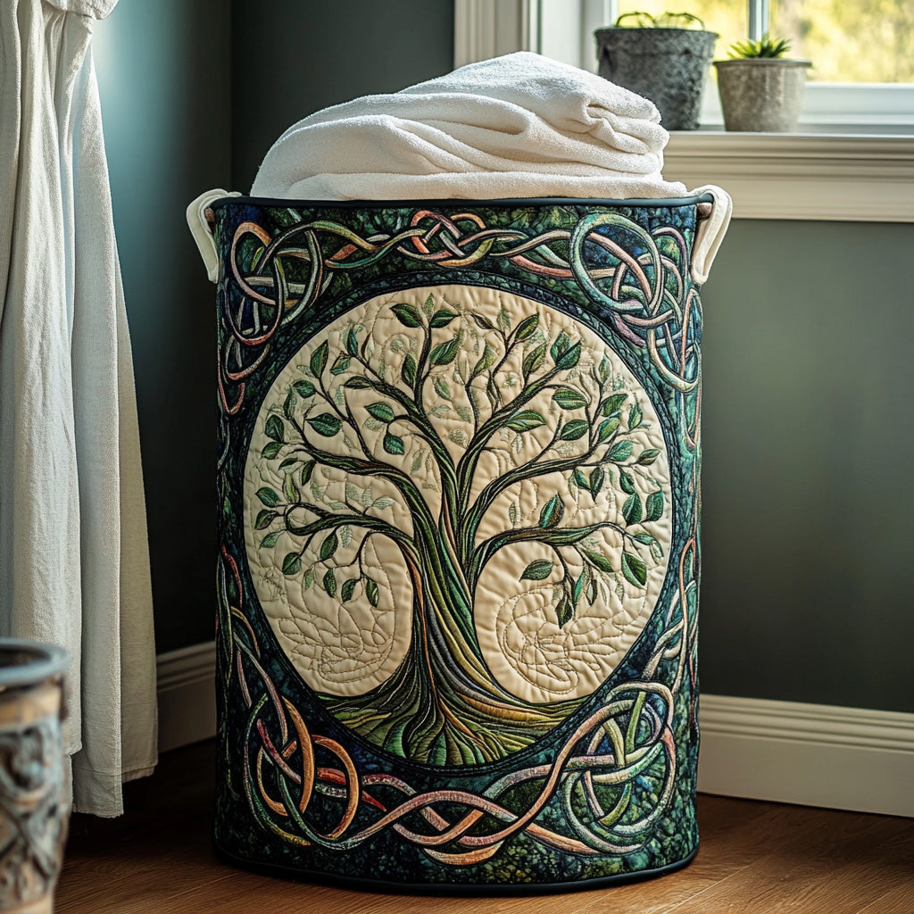 Quilted laundry basket with natural landscape NCU0QN023