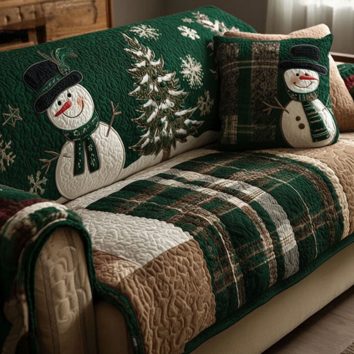 Quilted sofa cover with festive nights and evergreens NCU0PT10360