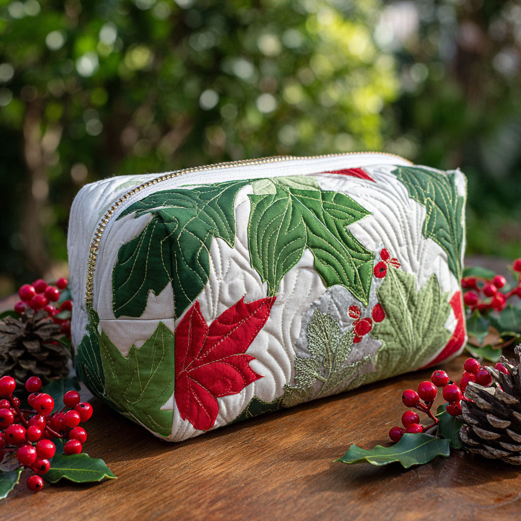 Quilted beauty case with Christmas evergreen NCU0PT9188