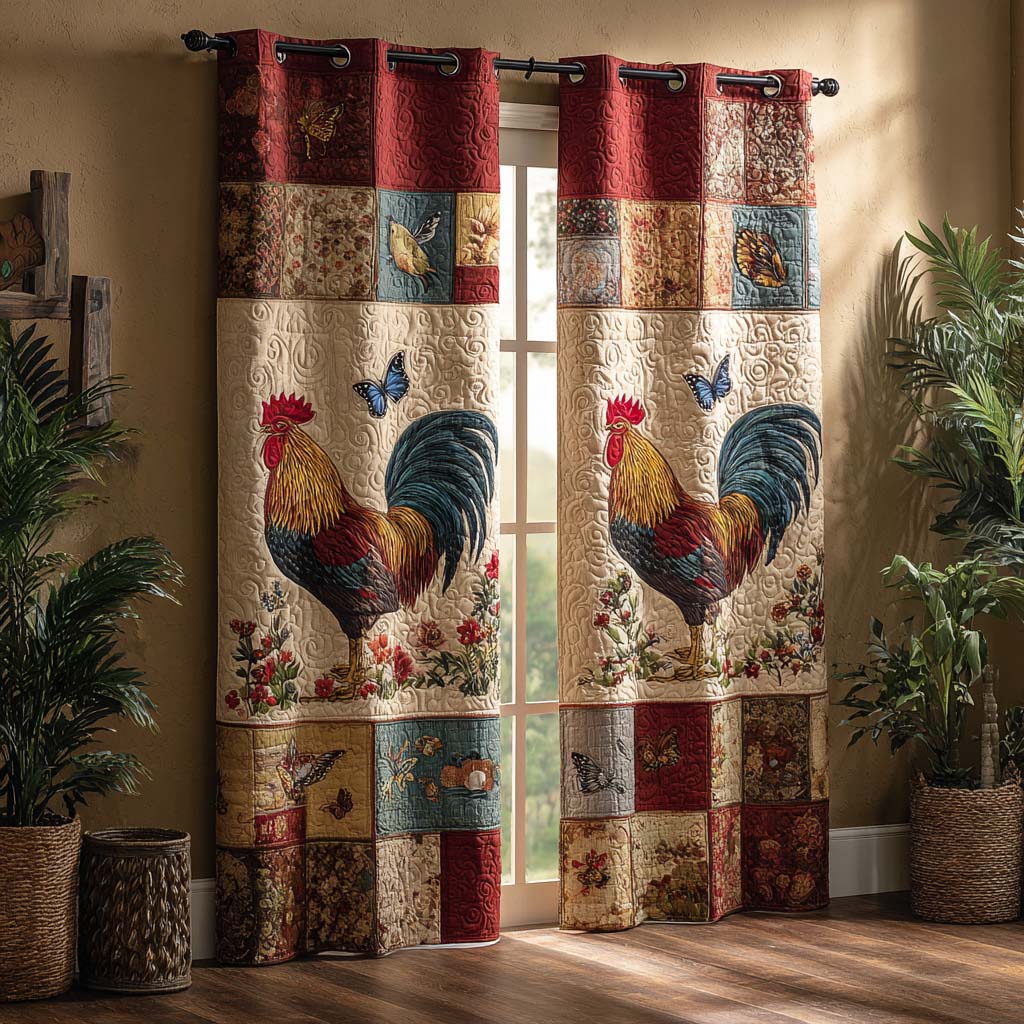 Farm Chicken Pattern Quilted Curtains NCU0XD2106