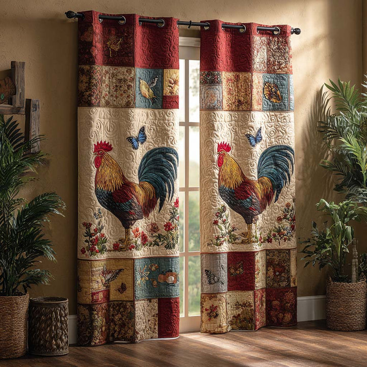Farm Chicken Pattern Quilted Curtains NCU0XD2106