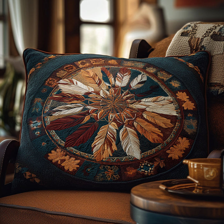 Quilted cushion cover with delicate feathers NCU0PT8214