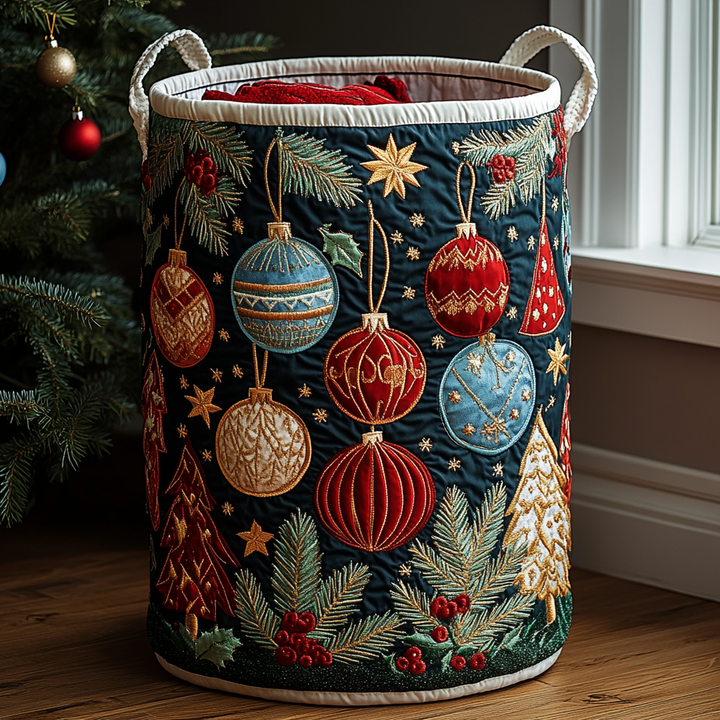 Quilted laundry basket with Christmas pattern NCU0DDK1085