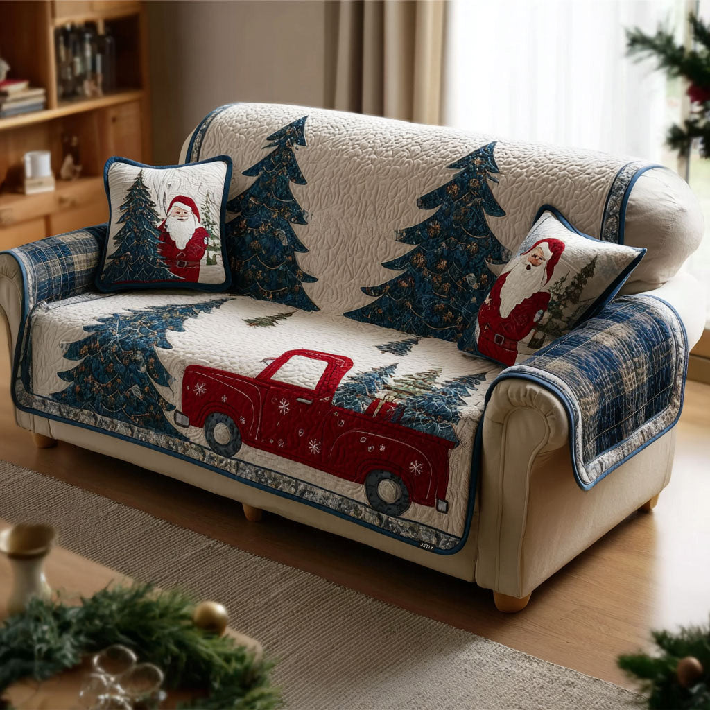 Quilted sofa cover with Christmas pattern NCU0PT9673