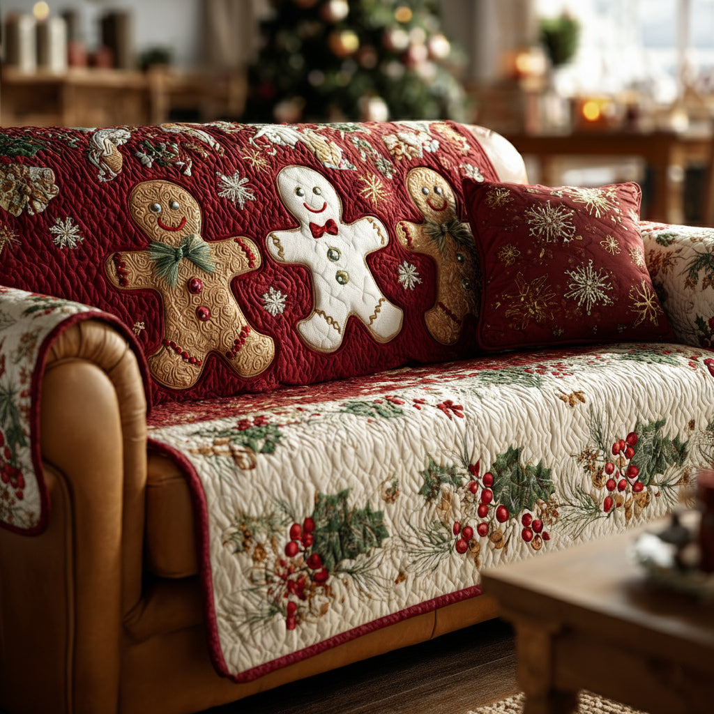 Quilted sofa cover with gingerbread man NCU0HH1128