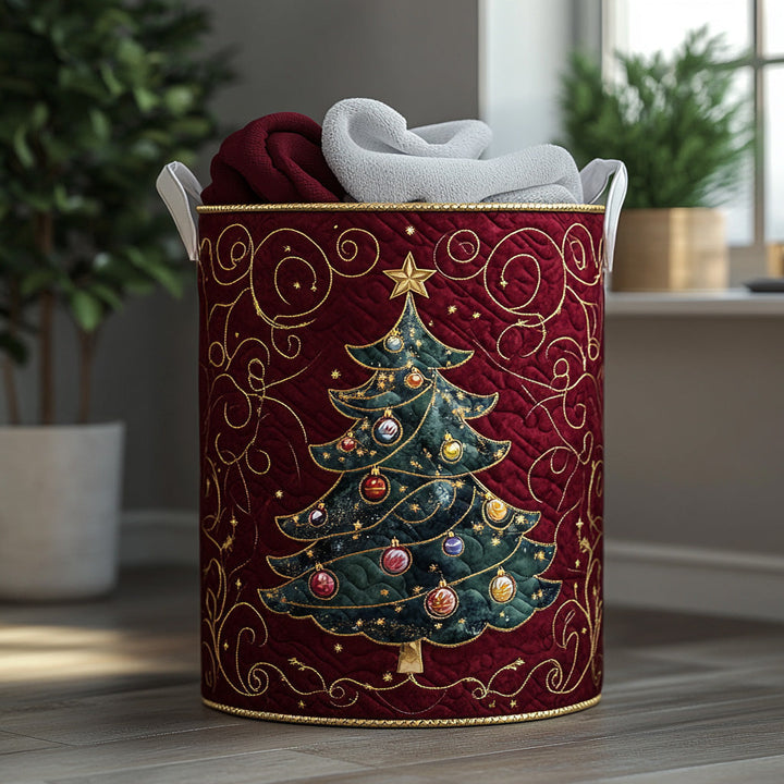 Quilted laundry basket with Christmas pattern NCU0QN028