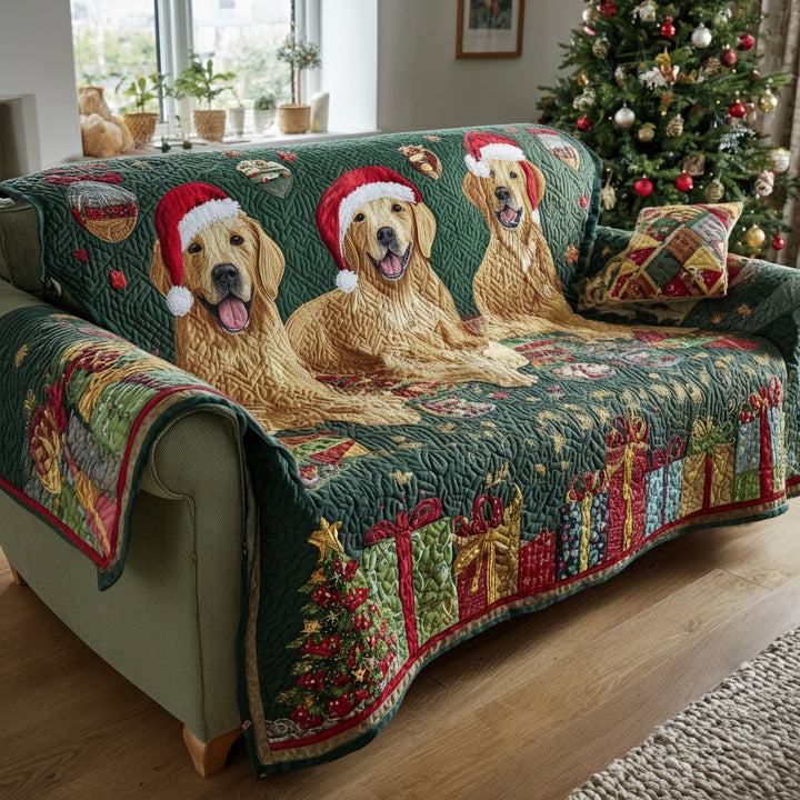 Quilted sofa cover with Christmas Golden Retriever NCU0HH976