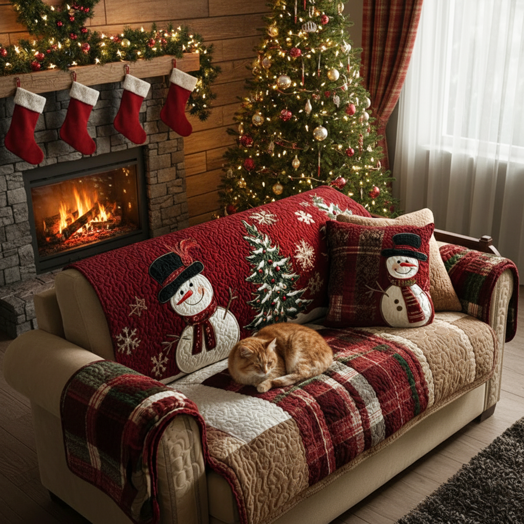 Quilted sofa cover with festive night NCU0PT9674