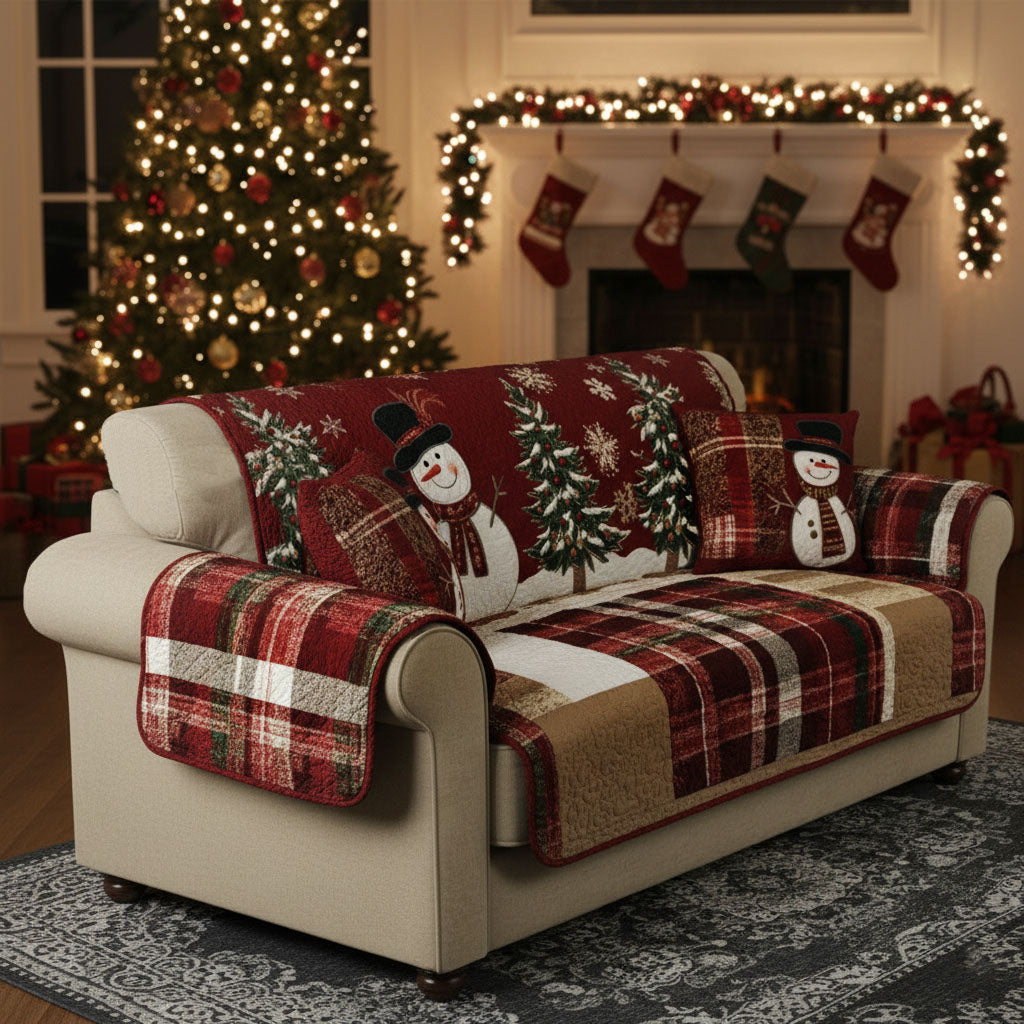 Quilted sofa cover with Christmas pattern NCU0PT9674