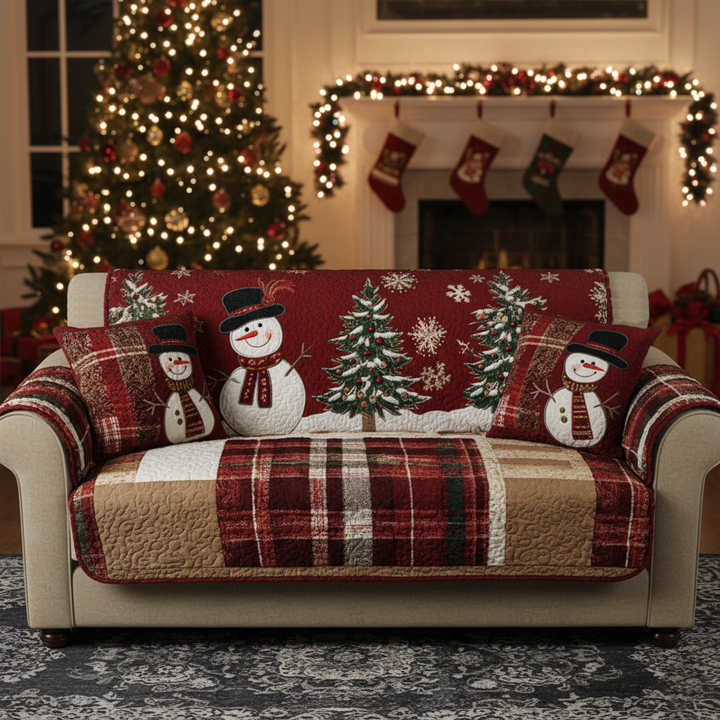 Quilted sofa cover with Christmas pattern NCU0PT9674