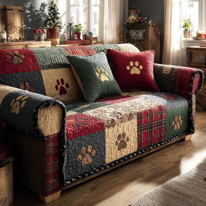 Quilted sofa cover with paw prints NCU0VT342