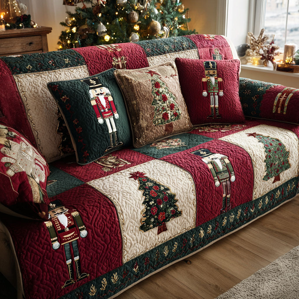 Quilted sofa cover with Christmas pattern NCU0TV1134