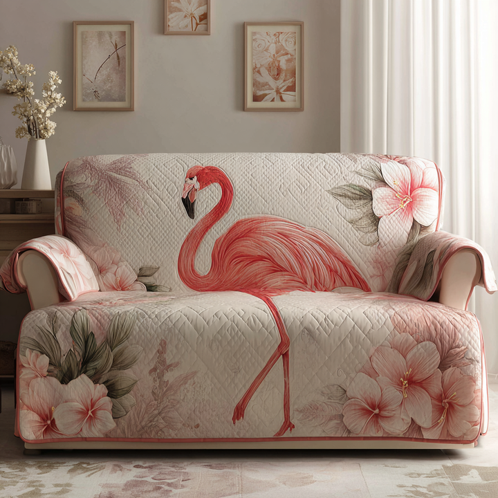 Quilted sofa cover with flamingos NCU0DV8999