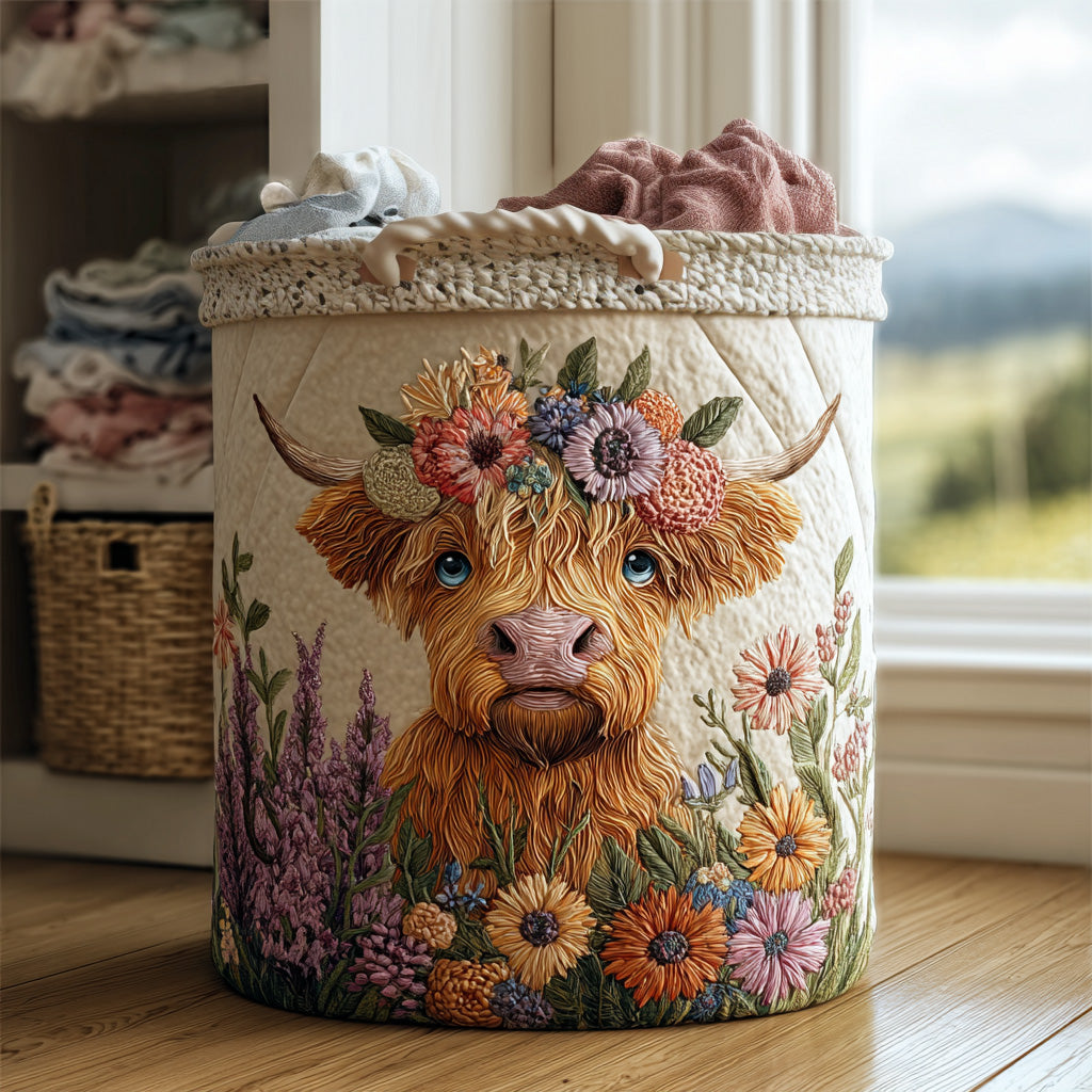 Quilted laundry basket with Highland cow NCU0QN015