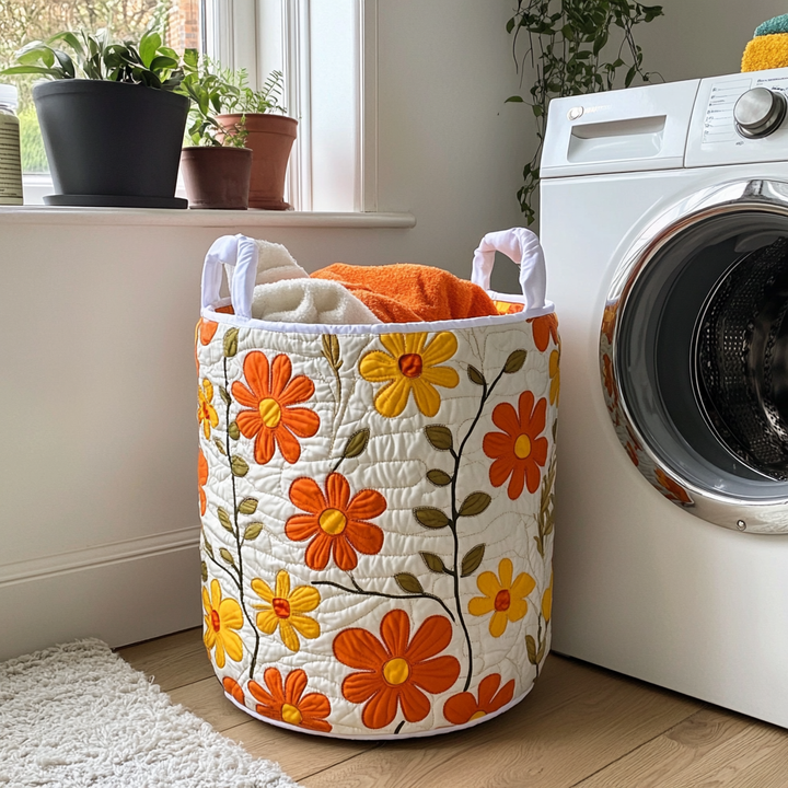 Quilted laundry basket with floral pattern NCU0DDK559