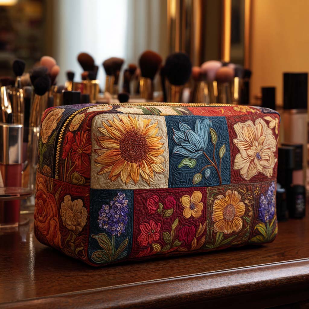 Quilted beauty case with flowers NCU0NT10169