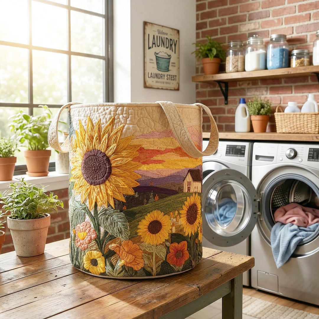 Quilted laundry basket with floral pattern NCU0NTD018