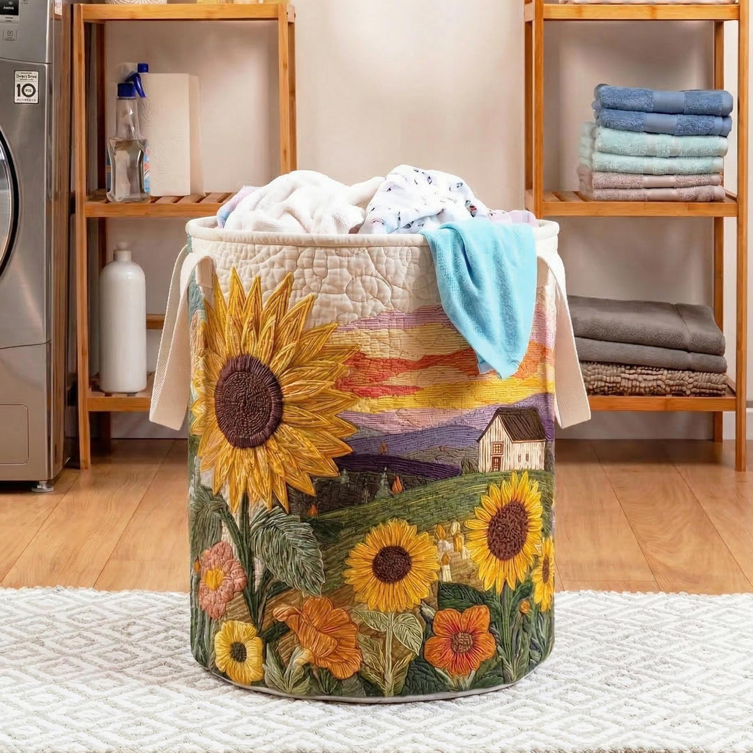 Quilted laundry basket with floral pattern NCU0NTD018