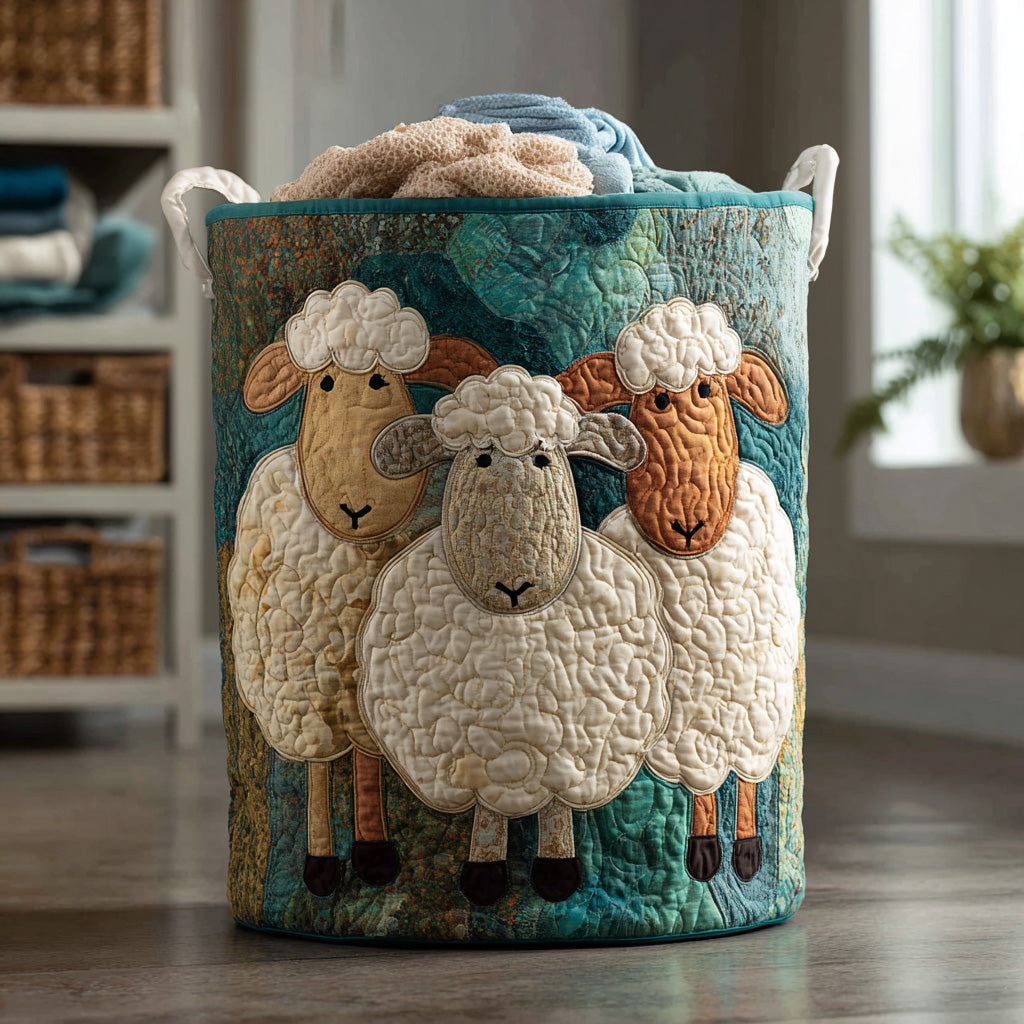 Quilted laundry basket with soft animals NCU0DV807