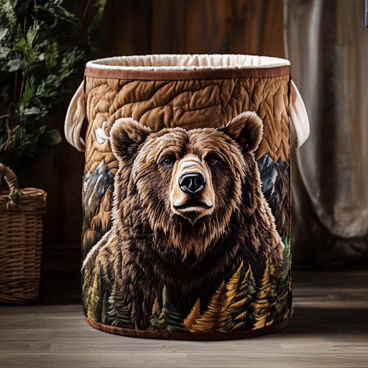 Quilted laundry basket with bear NCU0NNT1214