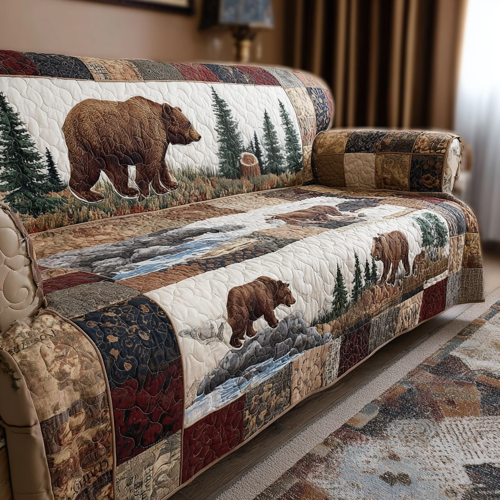 Quilted Sofa Cover with Bear NCU0VT335