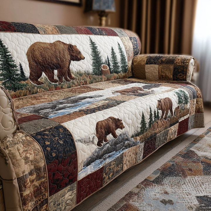 Quilted Sofa Cover with Bear NCU0VT335