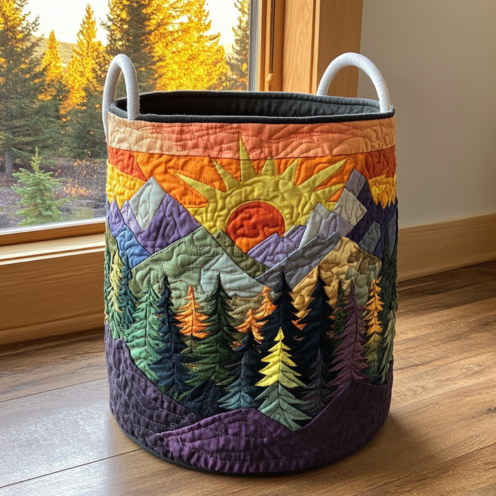 Quilted laundry basket with forest landscape NCU0QN040