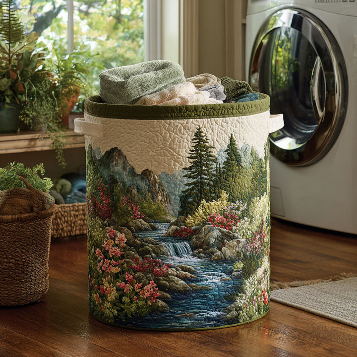 Quilted laundry basket with natural landscape NCU0NTV314