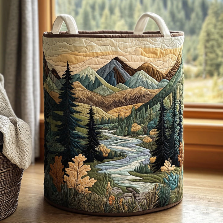 Quilted laundry basket with forest landscape NCU0QN040