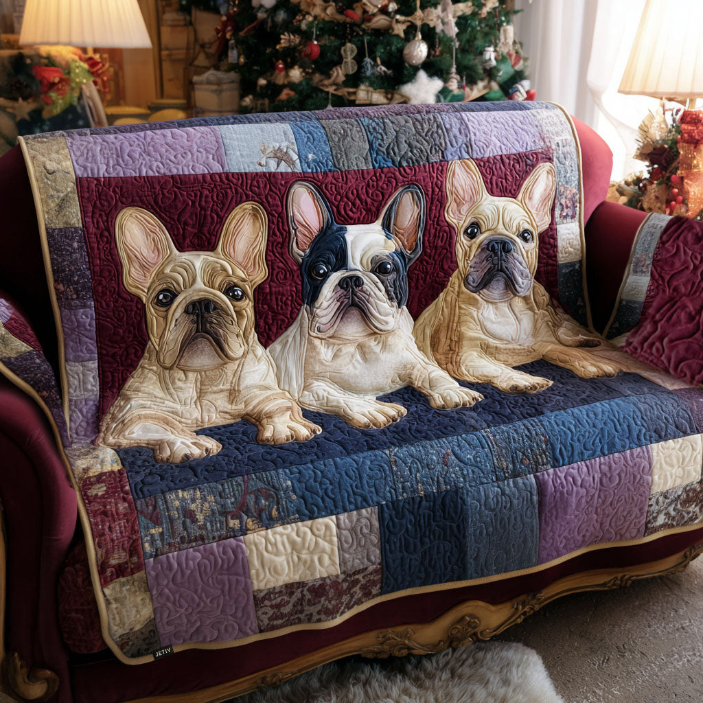 Quilted Sofa Cover with French Bulldog NCU0PT9919