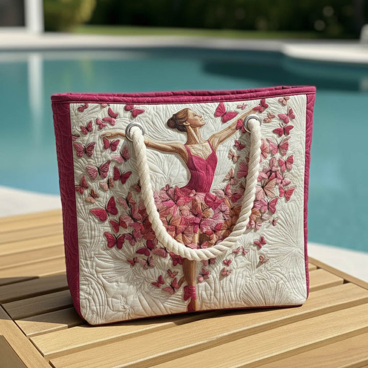 Graceful Ballerina quilted beach bag in large summer tote style