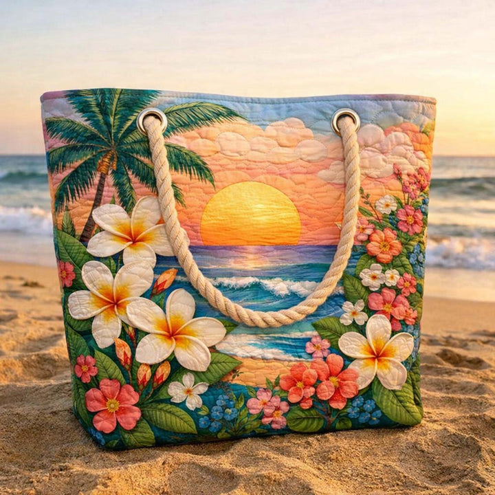 Tropical Breeze quilted beach bag in large summer tote style