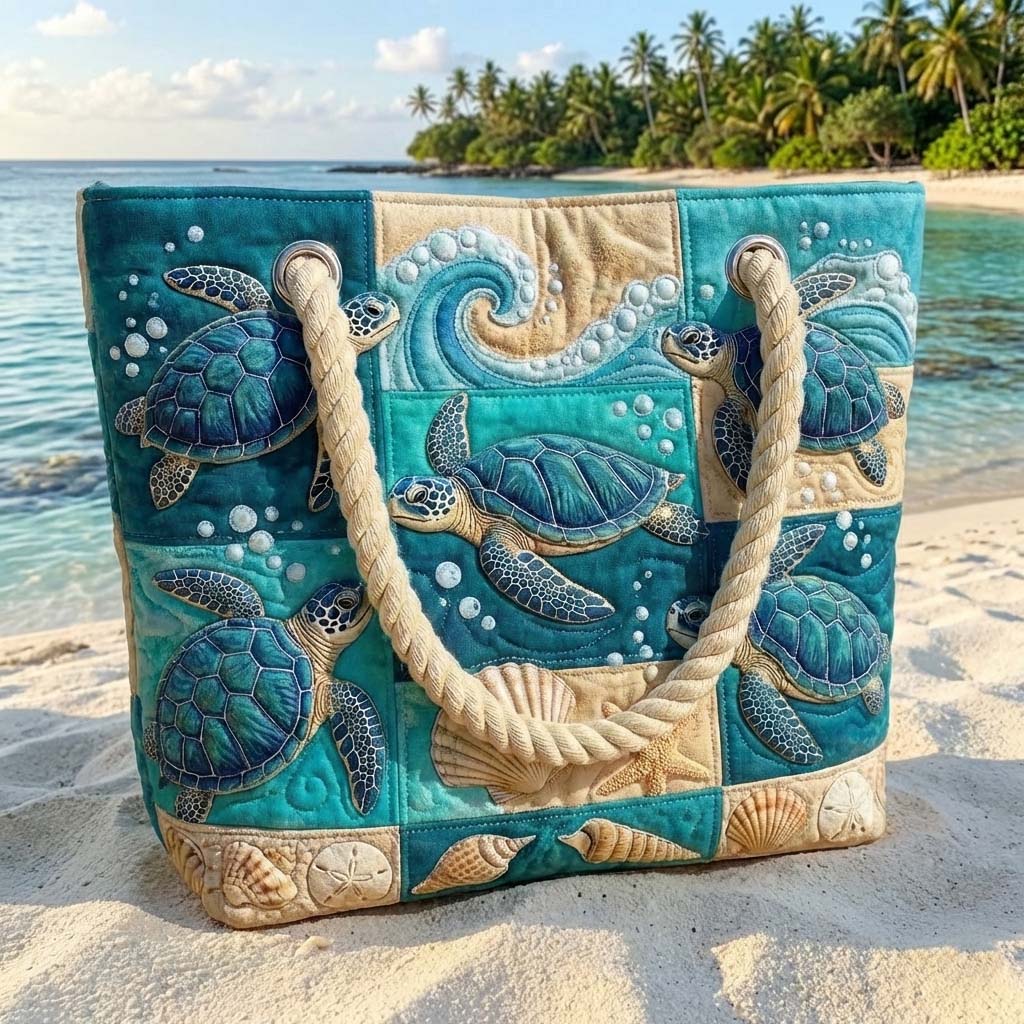 Turtle Bay quilted beach bag in large summer tote style