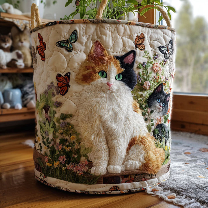 Quilted laundry basket with floral pattern NCU0PTT1939