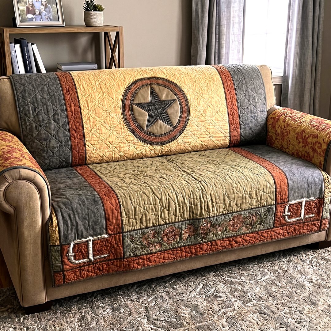 Quilted sofa cover with Texas star NCU0XD2128