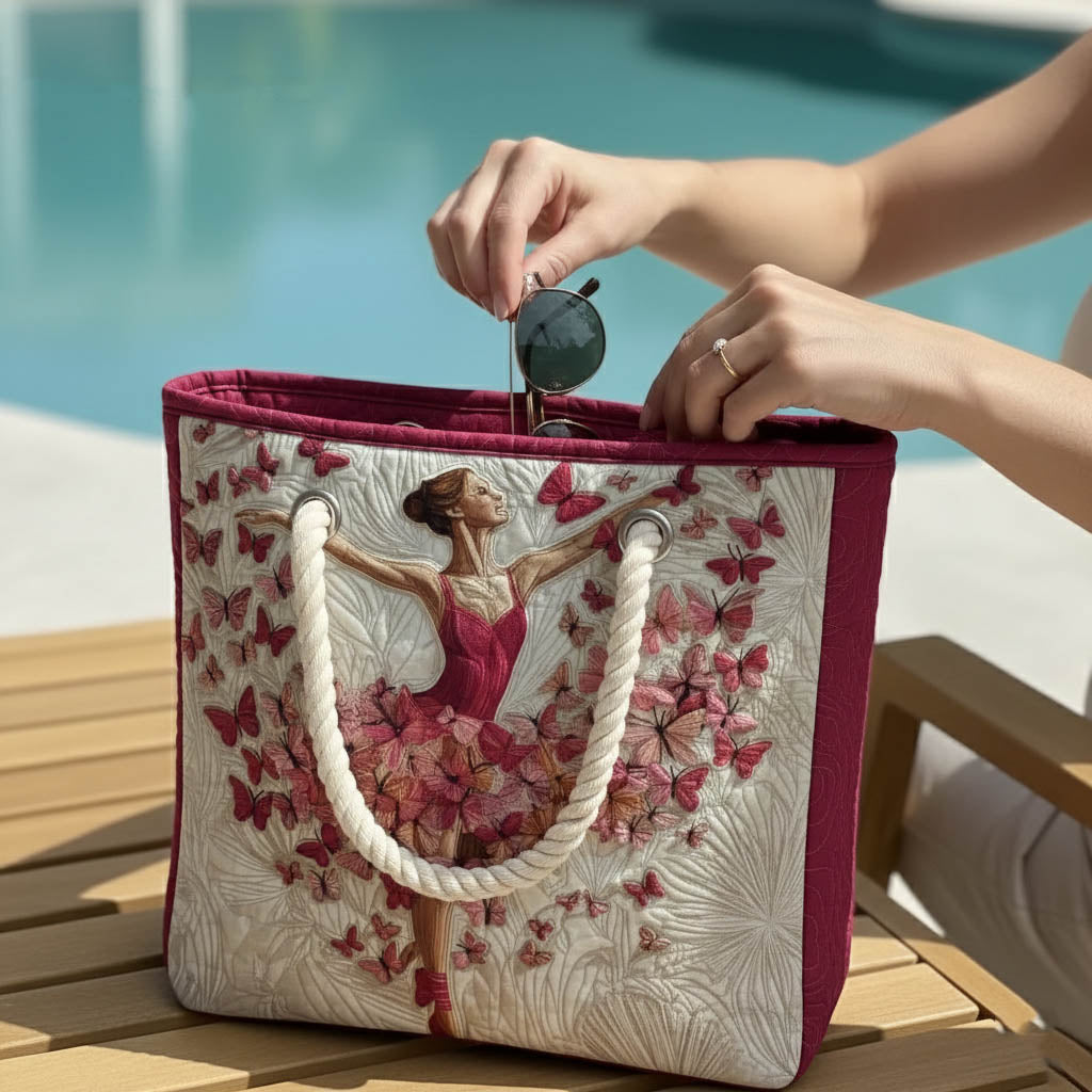 Graceful Ballerina quilted beach bag in large summer tote style