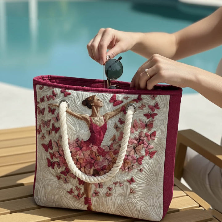 Graceful Ballerina quilted beach bag in large summer tote style