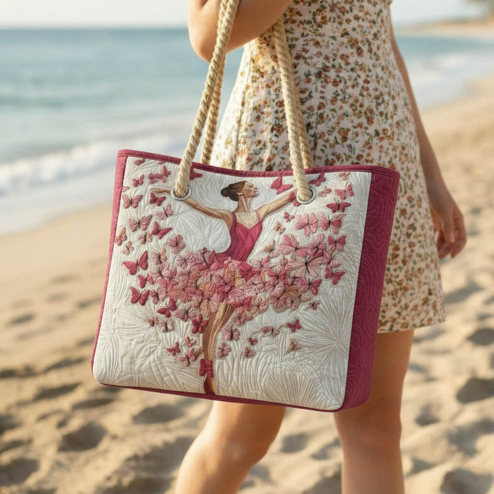 Graceful Ballerina quilted beach bag in large summer tote style