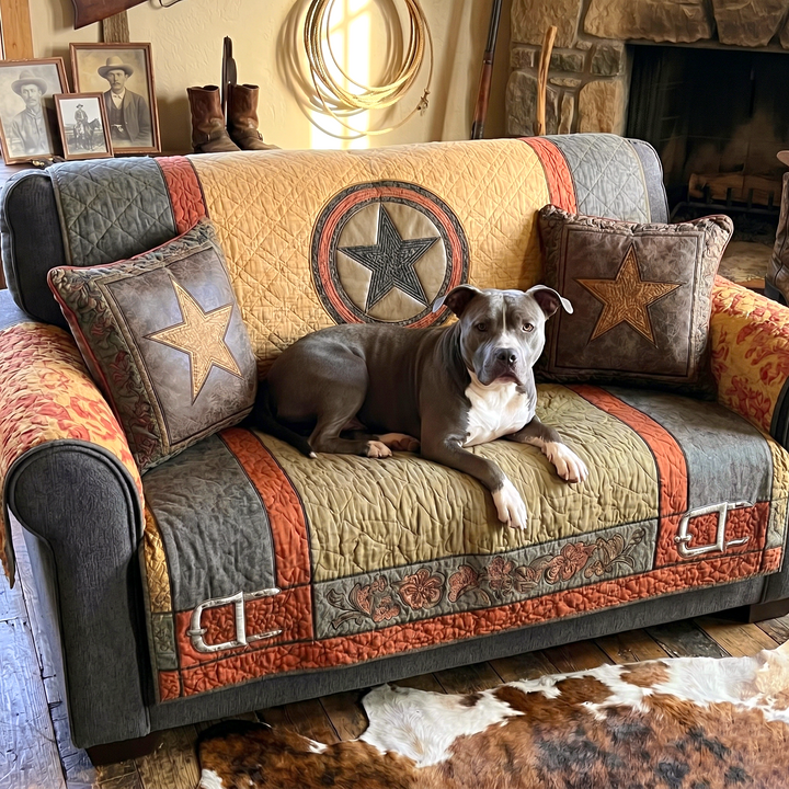 Quilted sofa cover with Texas star NCU0XD2128